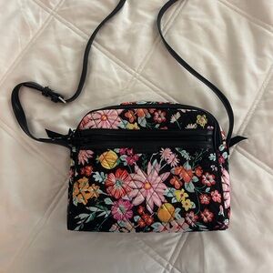 VERA BRADLEY Hipster Crossbody Purse - Tangerine Twist Black Floral Retired